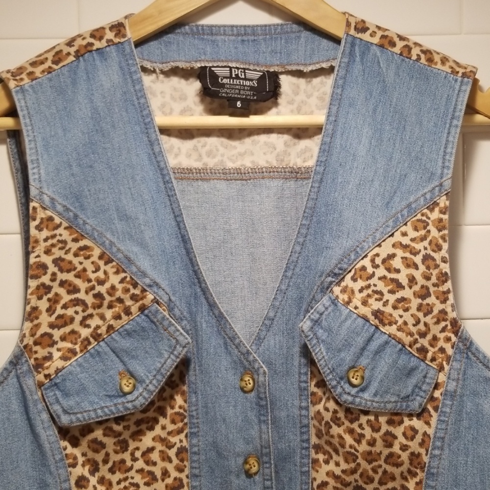 Vintage Cheetah & Denim Vest